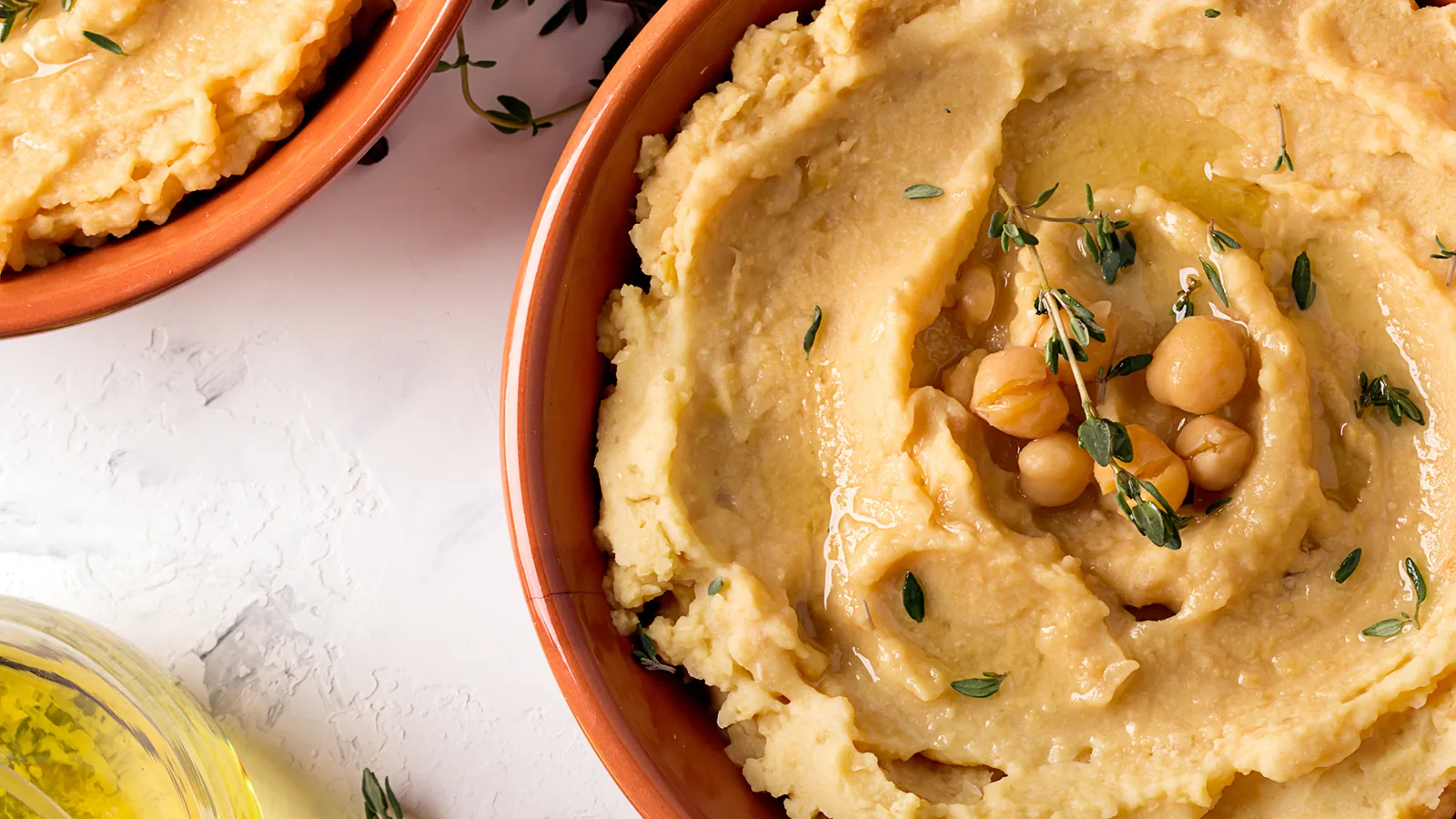 A prepared dip in a bowl